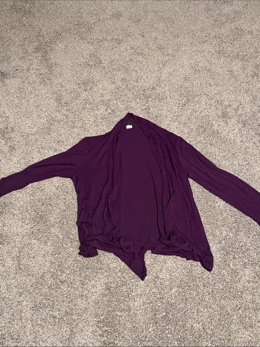 Deep Purple Draped Open Cardigan